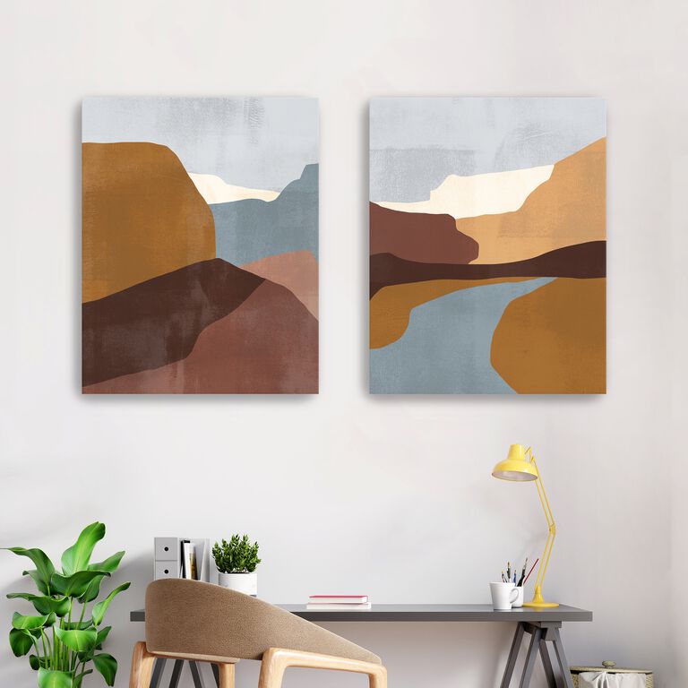 Sedona Color Block Abstract Canvas Wall Art 2 Piece image number 2