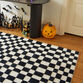 Black and White Checkered Wool and Cotton Area Rug image number 1