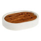 White Marble And Acacia Wood Soap Dish image number 0