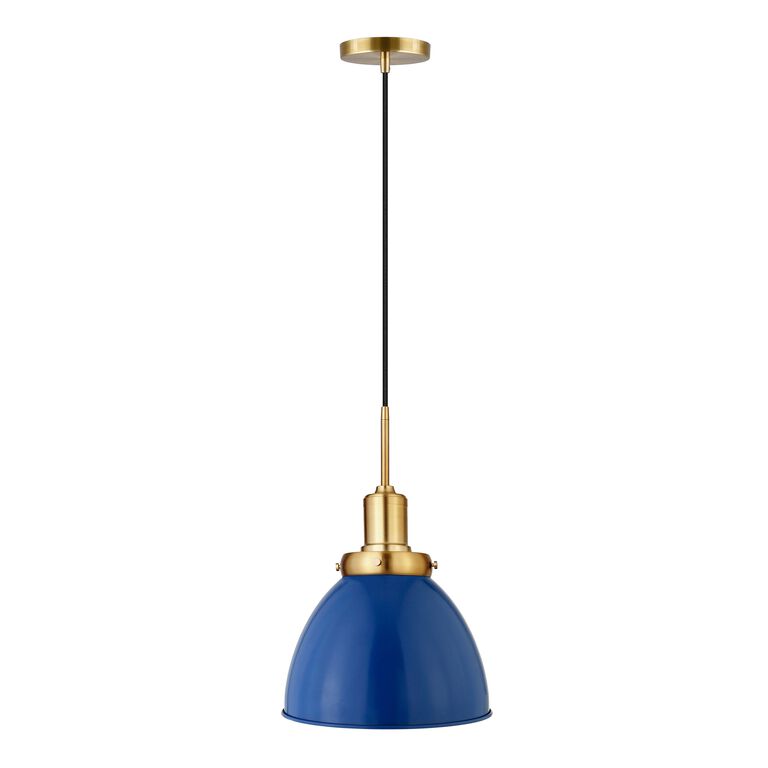 Iris Blue Metal Dome Shade Pendant Lamp image number 1