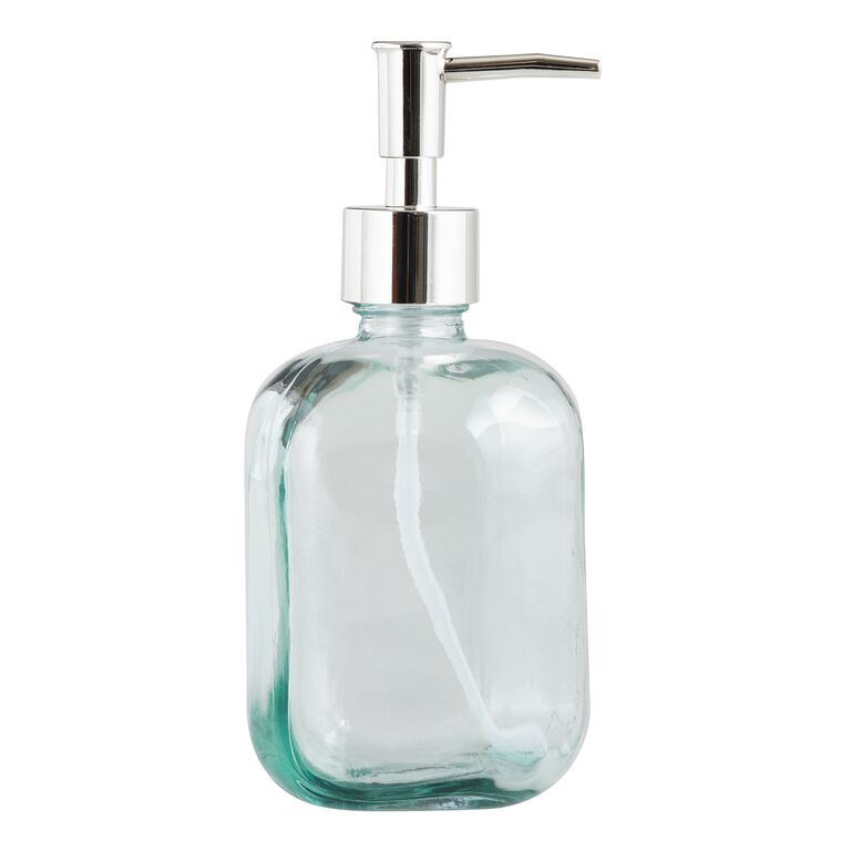Aqua Recycled Glass Liquid Soap Dispenser image number 1
