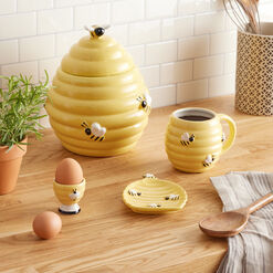 Yellow Ceramic Beehive Figural Egg Cup Set of 2