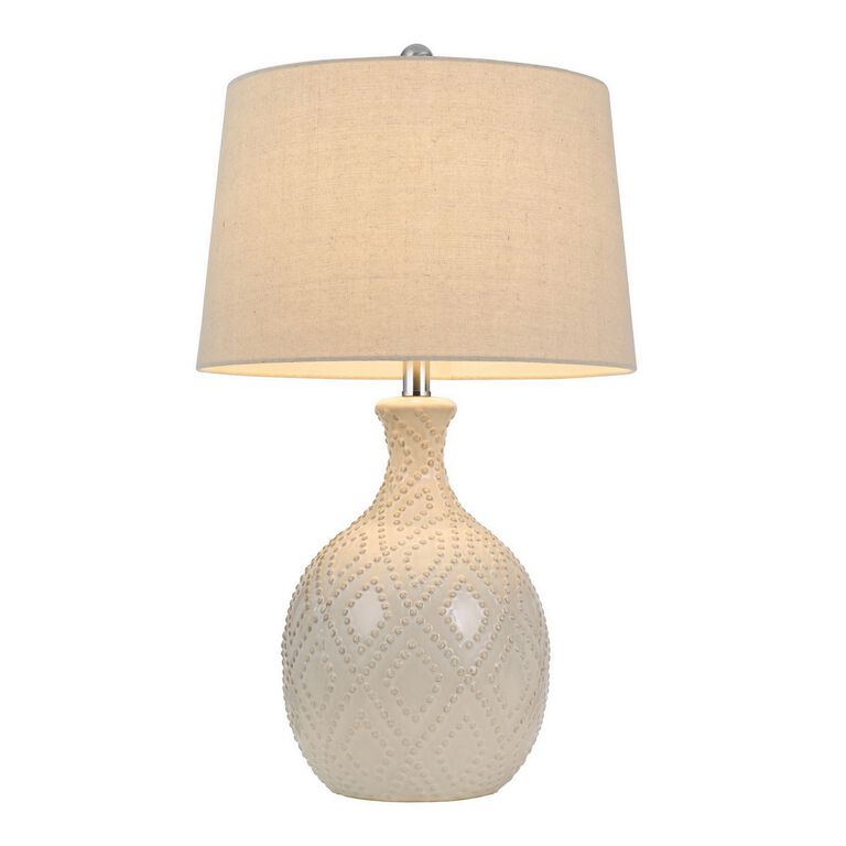 Harden Ivory Ceramic Diamond Table Lamps Set Of 2 image number 3