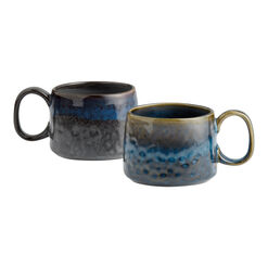 Short Dark Reactive Glaze Ceramic Mug