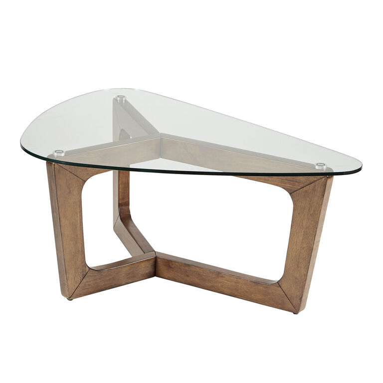 Sammy Triangular Wood and Glass Top Coffee Table image number 1