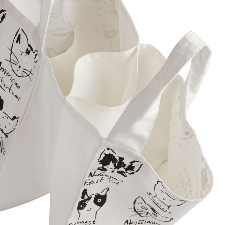 Black And White Illustrated Cats Canvas Tote Bag image number 2