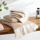 Sand and Ivory Waffle Weave Cotton Bath Towel image number 1