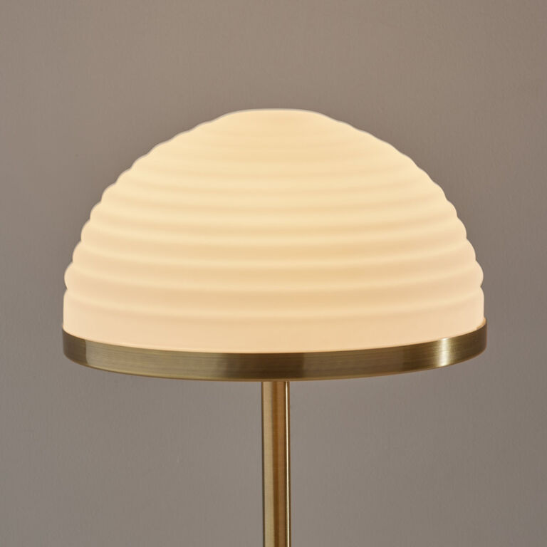 Milford Frosted Glass Dome and Antique Brass LED Table Lamp image number 5