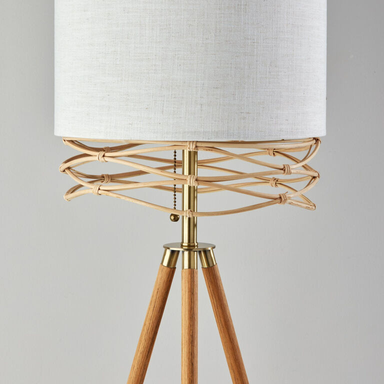 Caroga Rattan and Wood Tripod Floor Lamp image number 3