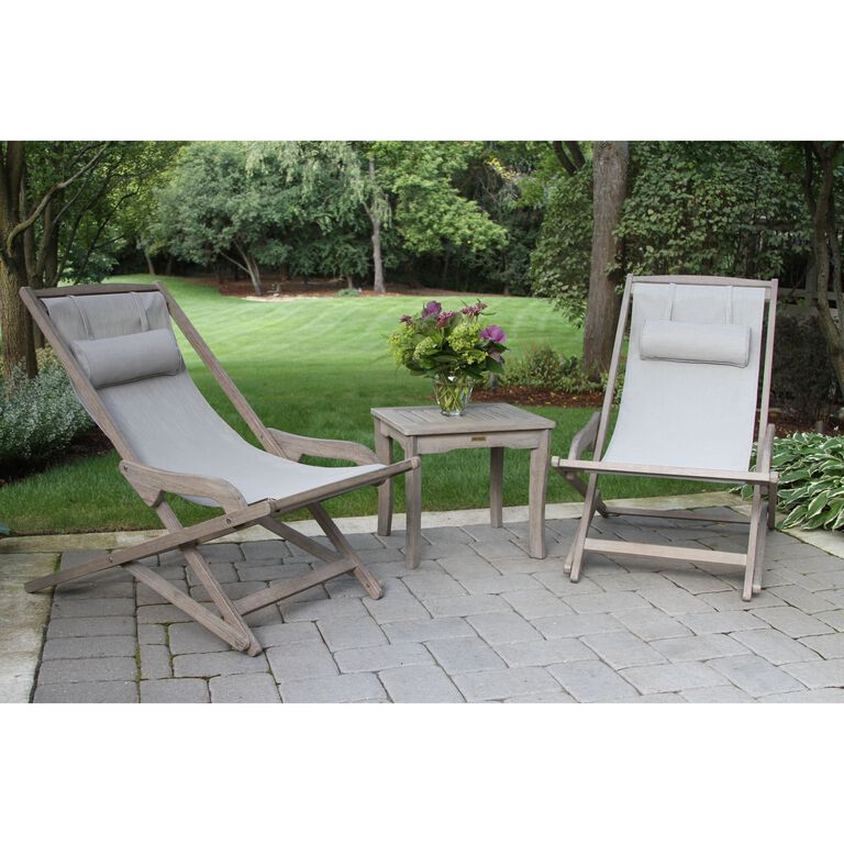 Yesenia Gray Eucalyptus Sling Outdoor Chair With Ottoman image number 2