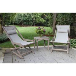 Yesenia Gray Eucalyptus Sling Outdoor Chair With Ottoman