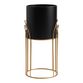 Black Metal Planter With Arched Gold Stand image number 0