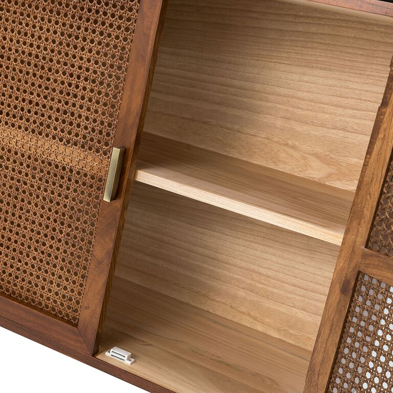 Helmer Cherry and Rattan Cane Storage Cabinet image number 6