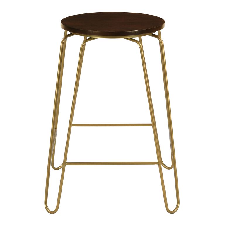 Ryker Gold Hairpin and Elm Backless Counter Stool Set of 2 image number 3