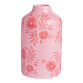 Blush Pink and Red Ceramic Floral Vase image number 0