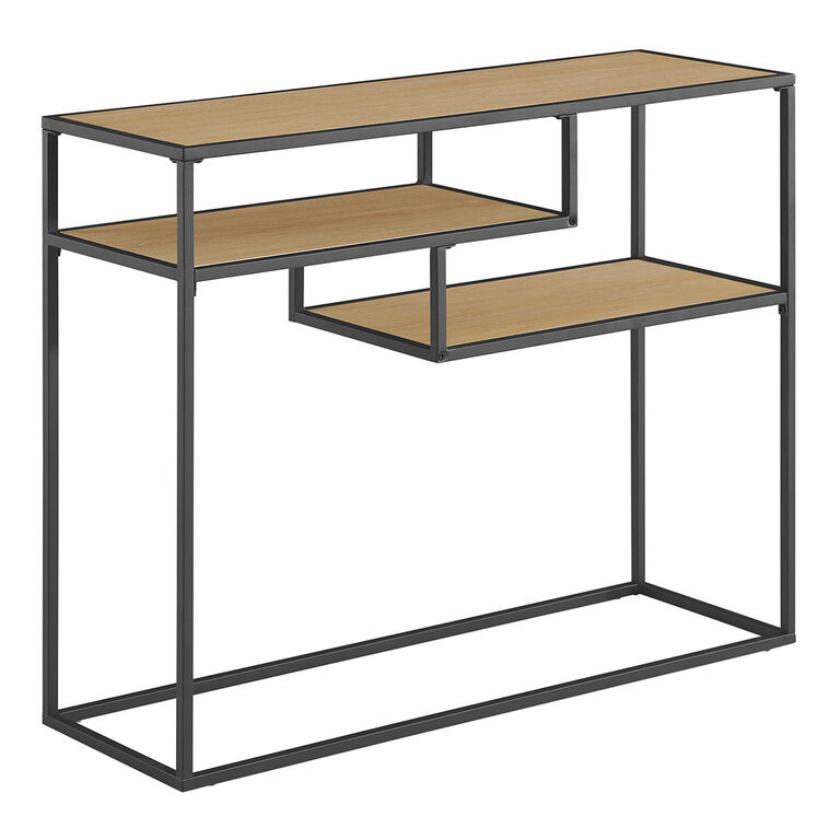 Lyon Wood and Black Steel Console Table with Shelves image number 1