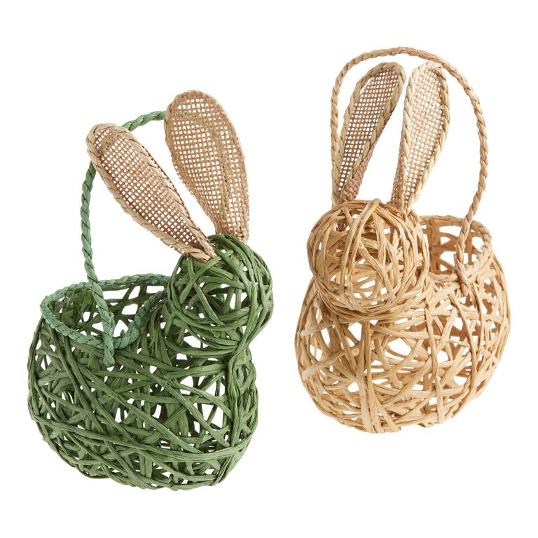 Botanical Easter Bunny Gift Basket With Handle Set Of 2 image number 1