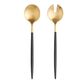 Shay Black and Gold Serving Spoon and Fork Set