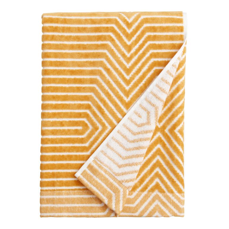 Allura Mustard And White Sculpted Geo Towel Collection image number 2