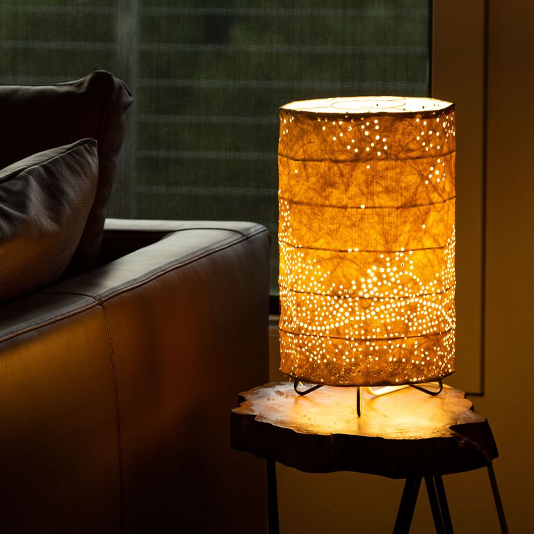 Alana White Laser Cut Fabric Cylinder Accent Lamp image number 3