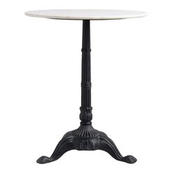 Round White Marble and Black Metal Bistro Side Table
