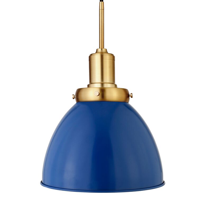 Iris Blue Metal Dome Shade Pendant Lamp image number 3