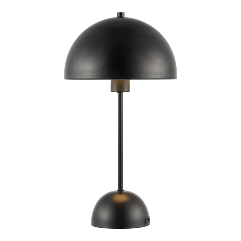 Signe Black Metal Dome Base Table Lamp with USB Port image number 3