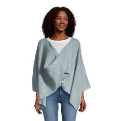 Light Blue Recycled Yarn Twisted Poncho Sweater
