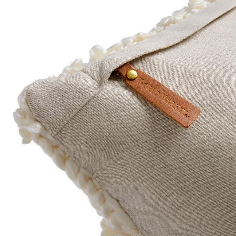 Ivory Hand Knit Popcorn Lumbar Pillow image number 3