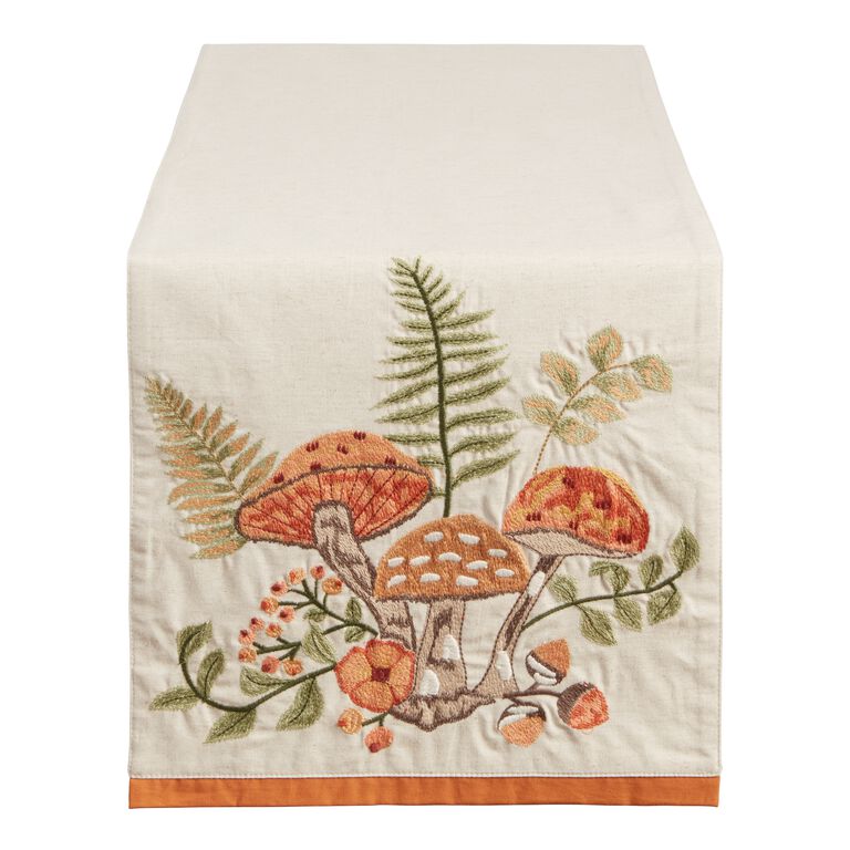 Embroidered Wildflower and Mushroom Table Runner image number 1