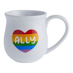 White Speckled Rainbow Heart Ally Ceramic Mug