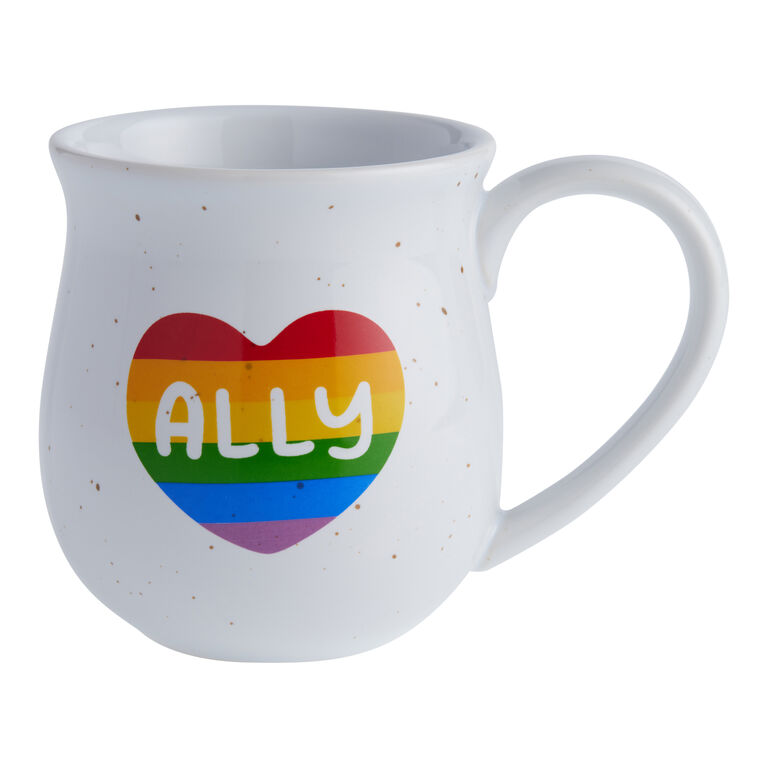 White Speckled Rainbow Heart Ally Ceramic Mug image number 1