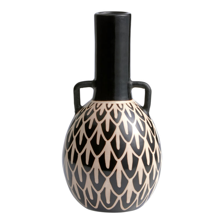 CRAFT Black and White Chulucanas Vase with Handles image number 1