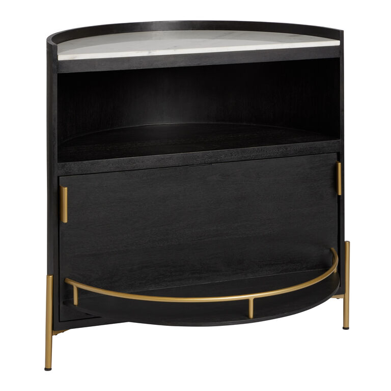 Gianni Half Circle Wood and Marble Top Bar Cabinet image number 4