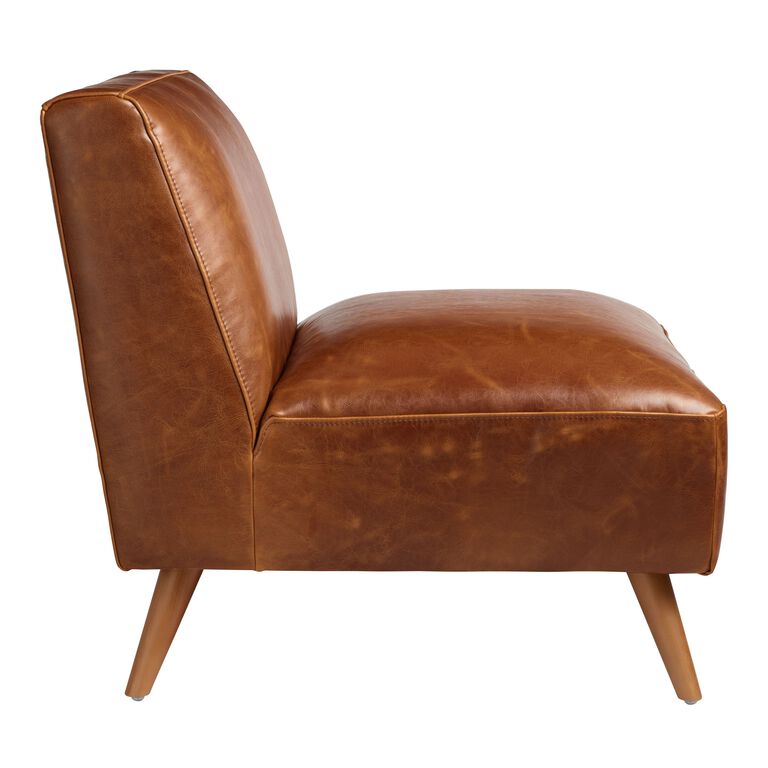 Huxley Cognac Mid Century Armless Chair image number 5
