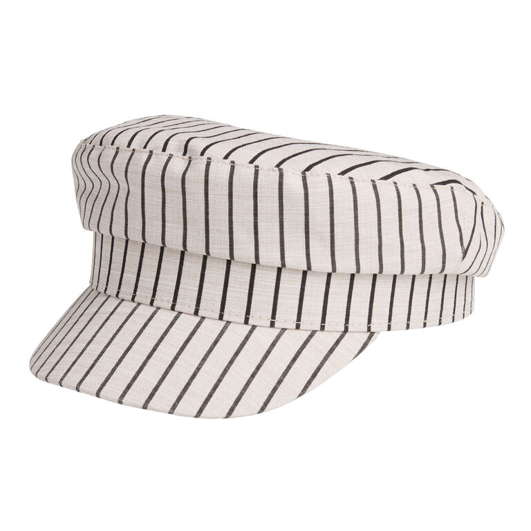White And Navy Blue Stripe Military Hat image number 1