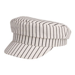 White And Navy Blue Stripe Military Hat