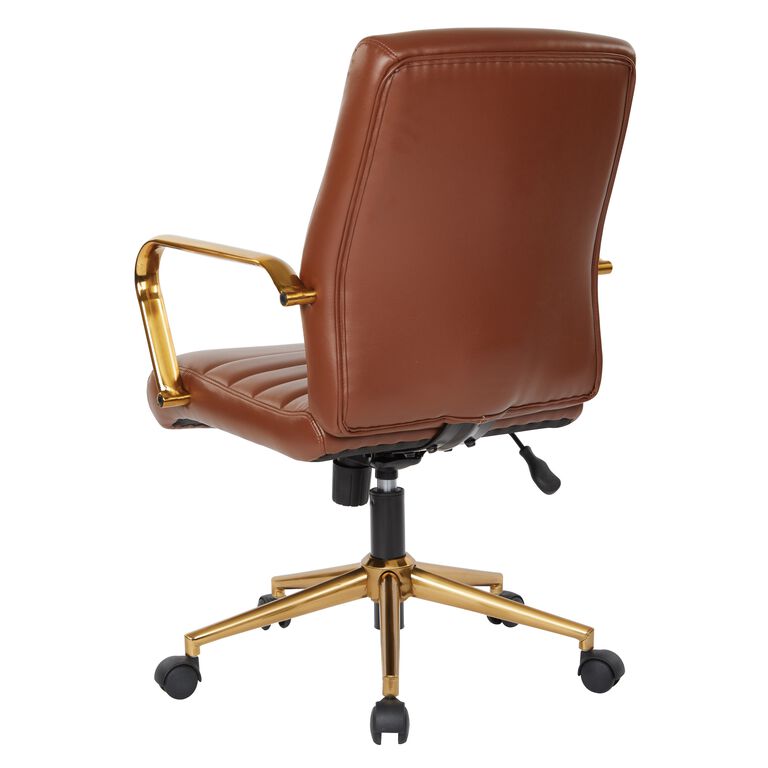 Armstrong Faux Leather and Gold Upholstered Office Chair image number 4
