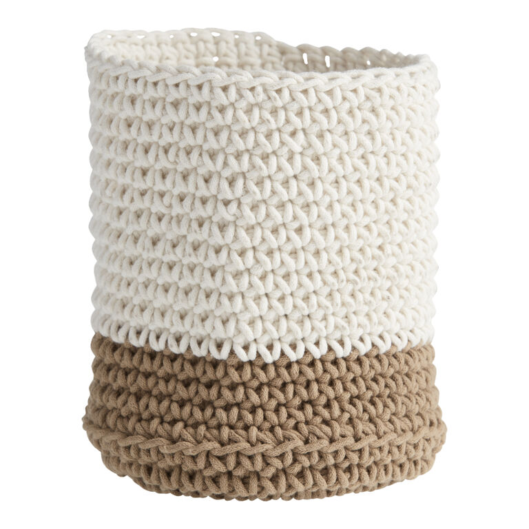 Color Block Crocheted Planter Pot Cover image number 1