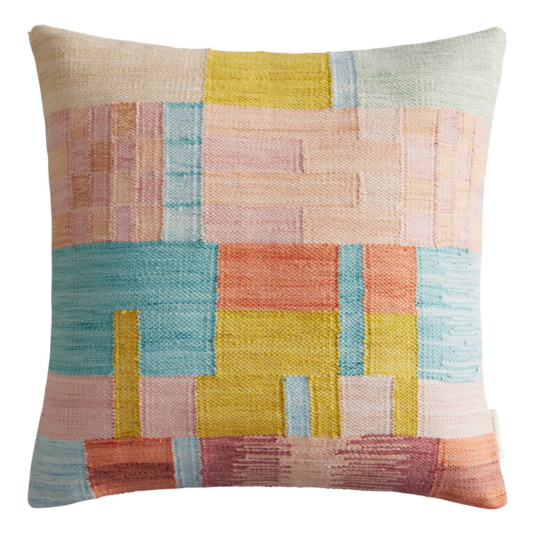 Multicolor Color Block Woven Indoor Outdoor Throw Pillow image number 1