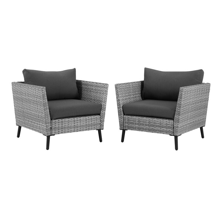 Malique Gray All Weather Wicker Outdoor Armchair Set of 2 image number 3