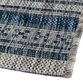 Lucca Blue and Ivory Geometric Stripe Indoor Outdoor Rug image number 2