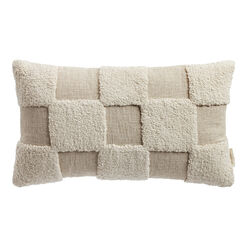 Ivory Checkered Indoor Outdoor Lumbar Pillow