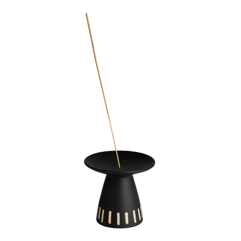 Black Ceramic Pedestal Incense Holder image number 1