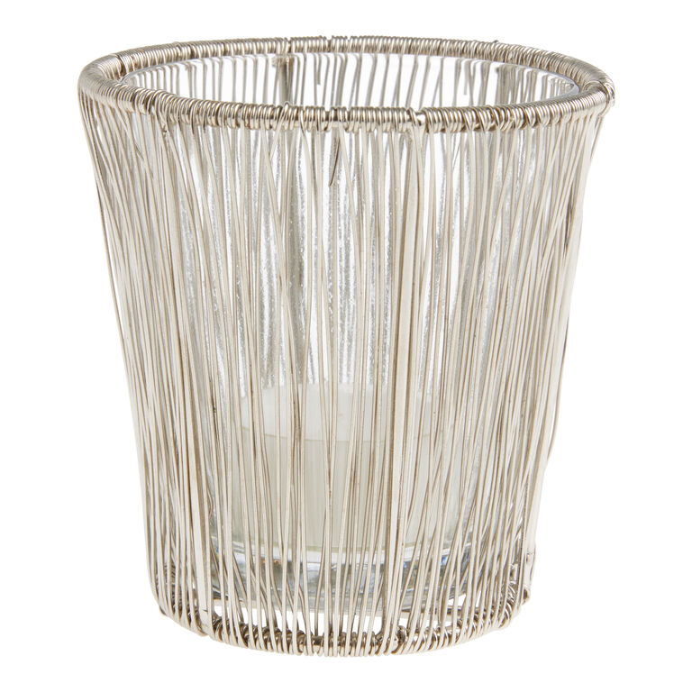 Metal Wire and Glass Tealight Candle Holder image number 1