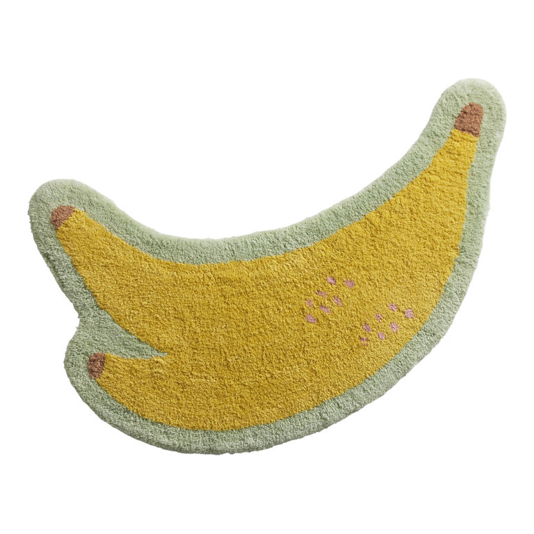 Yellow And Light Blue Gone Bananas Shaped Bath Mat image number 1