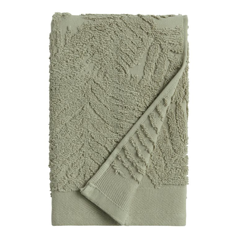 Sage Green Sculpted Palm Leaf Towel Collection image number 2