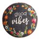 Round Dark Indigo Embroidered Good Vibes Throw Pillow image number 0