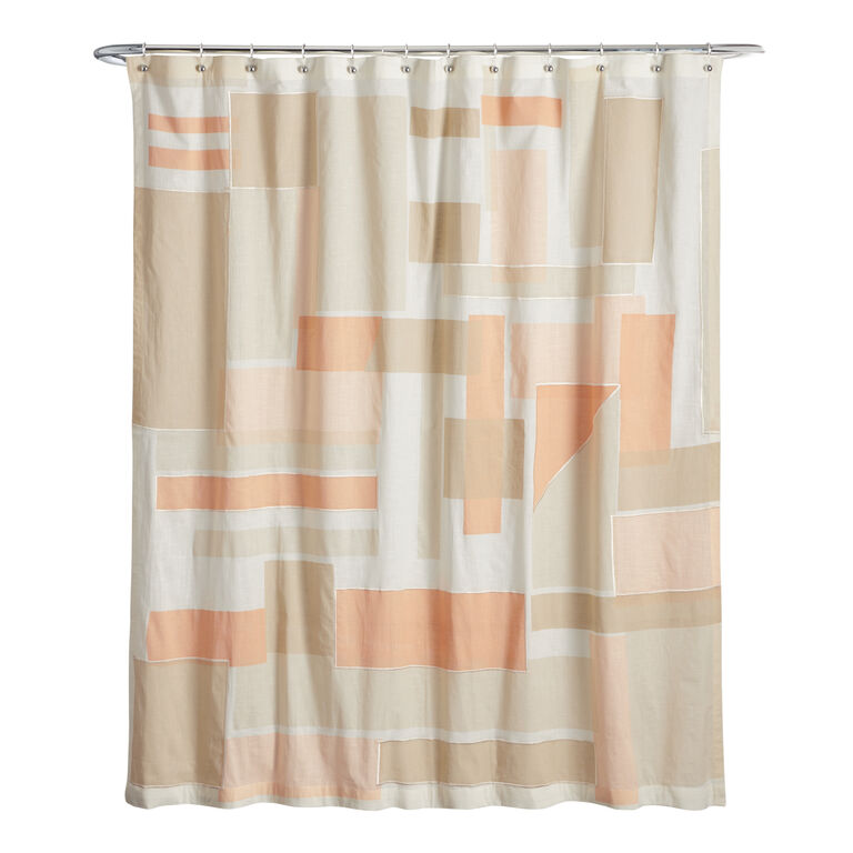 Naomi Embroidered Patchwork Shower Curtain image number 1