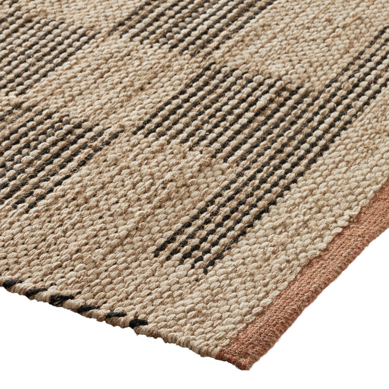 Rapa Natural and Black Geo Block Jute and Cotton Area Rug image number 3
